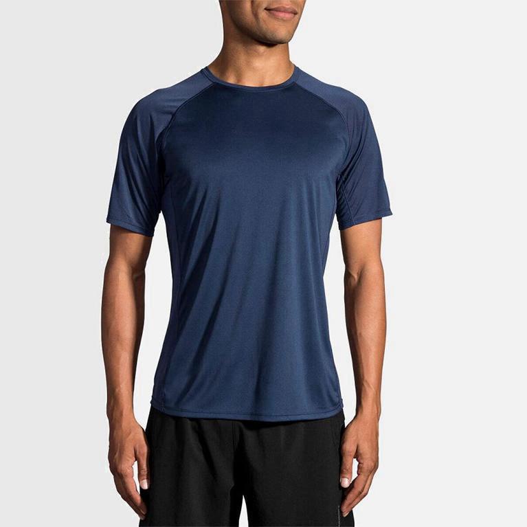 Brooks Stealth Mens Short Sleeve Running Shirt - Blue - Philippines (089723HAU)